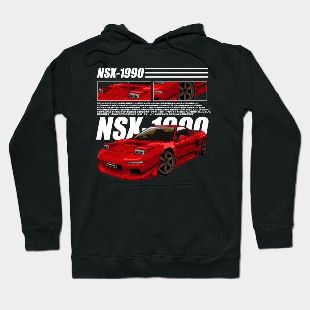 JDM LEGEND HONDA NSX-1990 (RED) Hoodie by HFP_ARTWORK